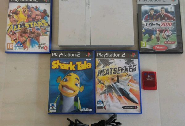 Ps2 Silver Slim with 4 games, 1 controller, av cable